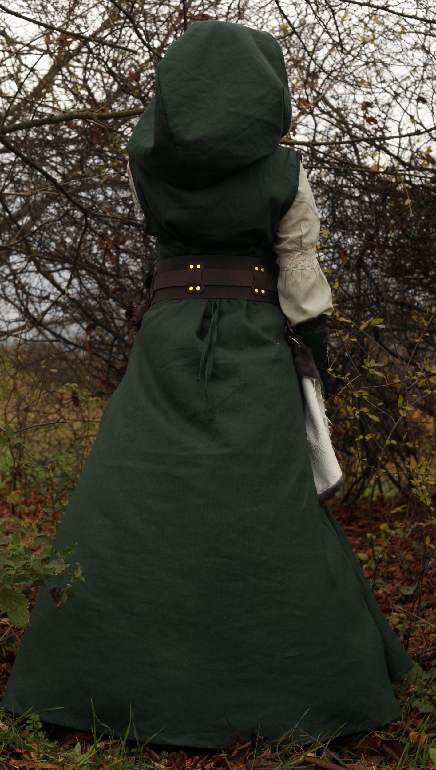 Damen Leinen-Tunika mit Kapuze