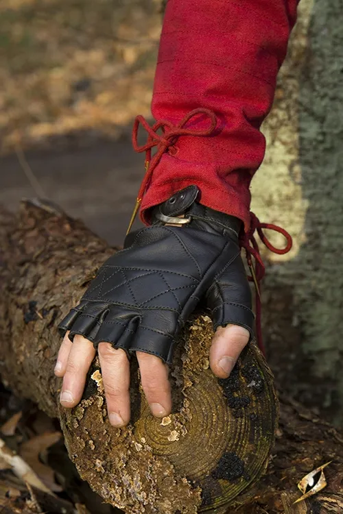 Fingerlose Handschuhe aus Leder schwarz