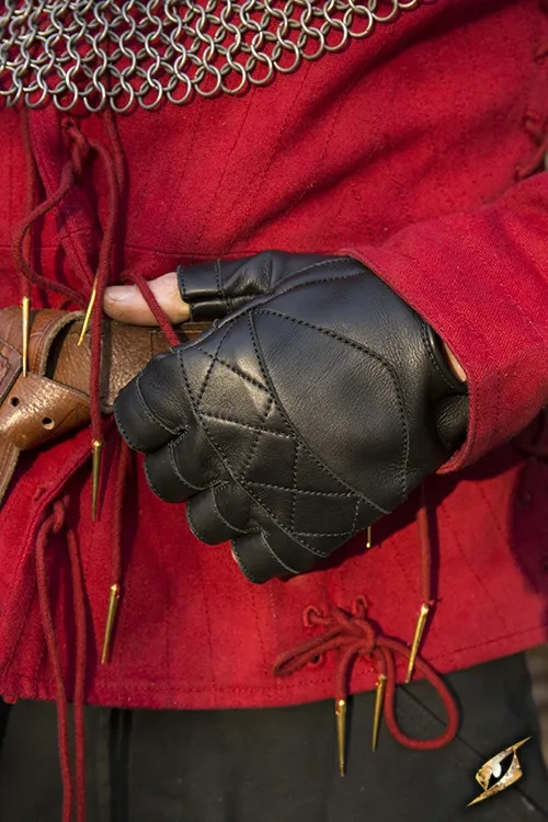 Fingerlose Handschuhe aus Leder schwarz