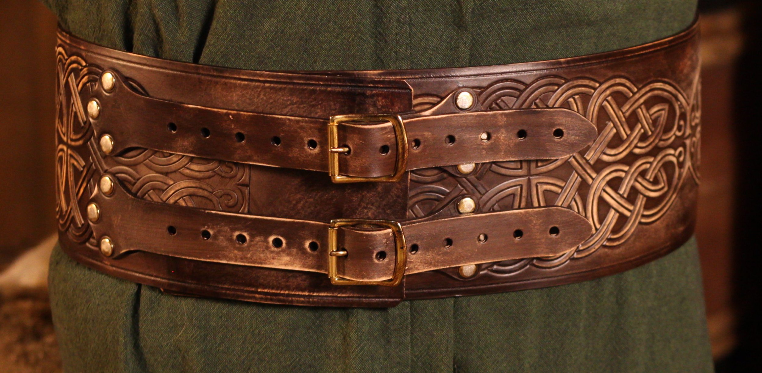 Breiter LARP Ledergürtel, antikbraun