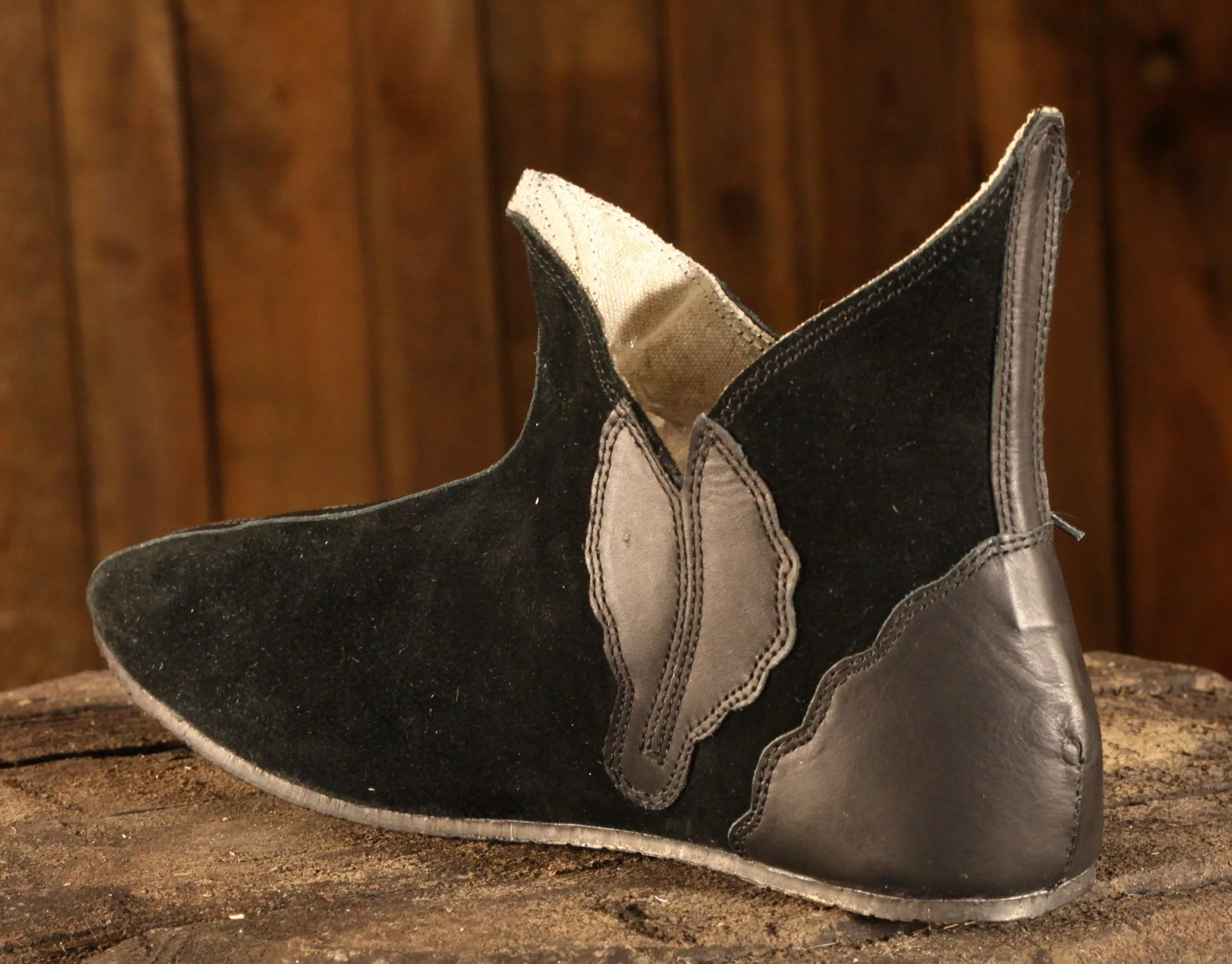 Mittelalterschuh Halbstiefel, schwarz