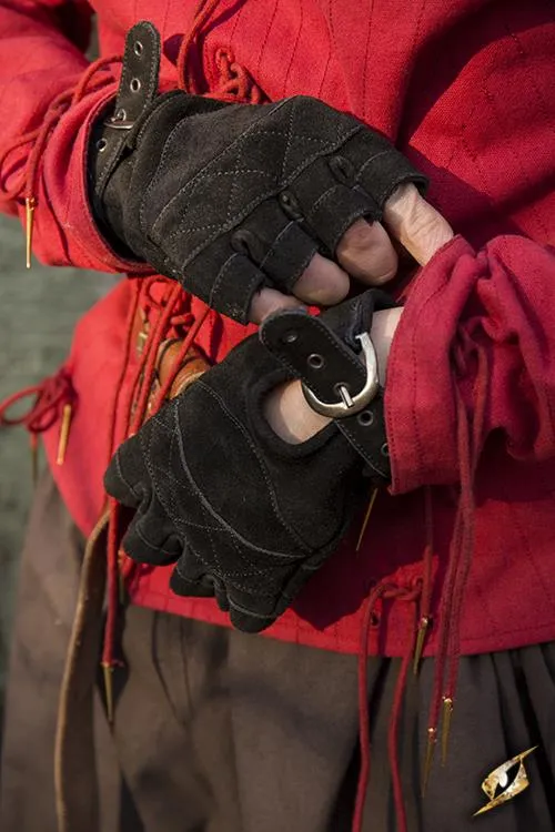 Fingerlose Handschuhe aus Rauhleder schwarz