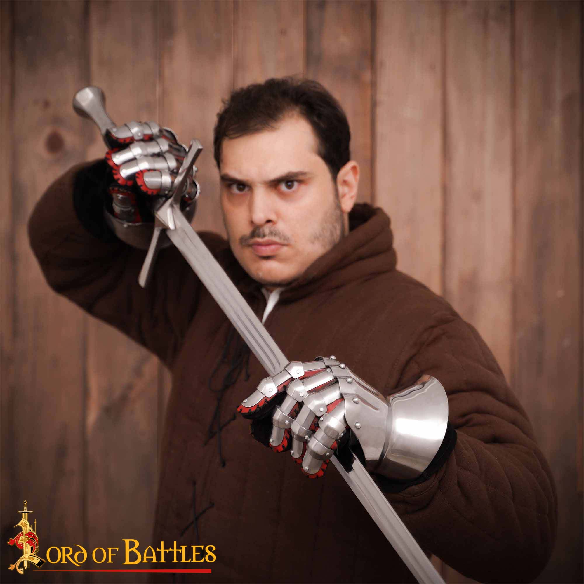 Mittelalterliche Sanduhr Stahlhandschuhe 14. Jhd.