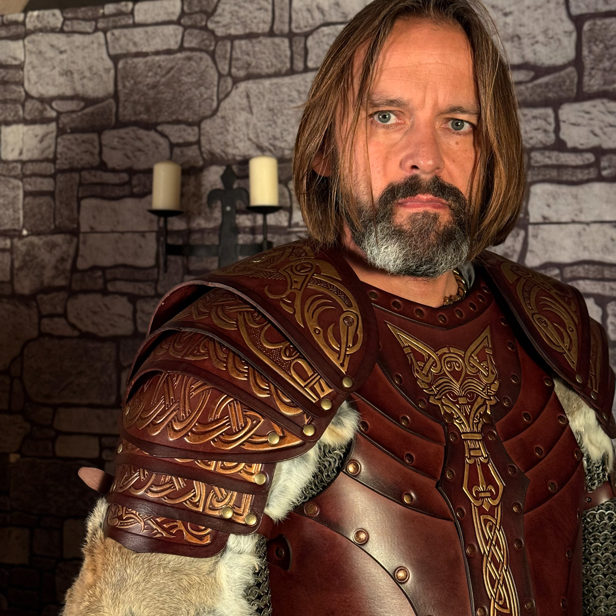 LARP Lederrüstung Vendel Komplettset Gold