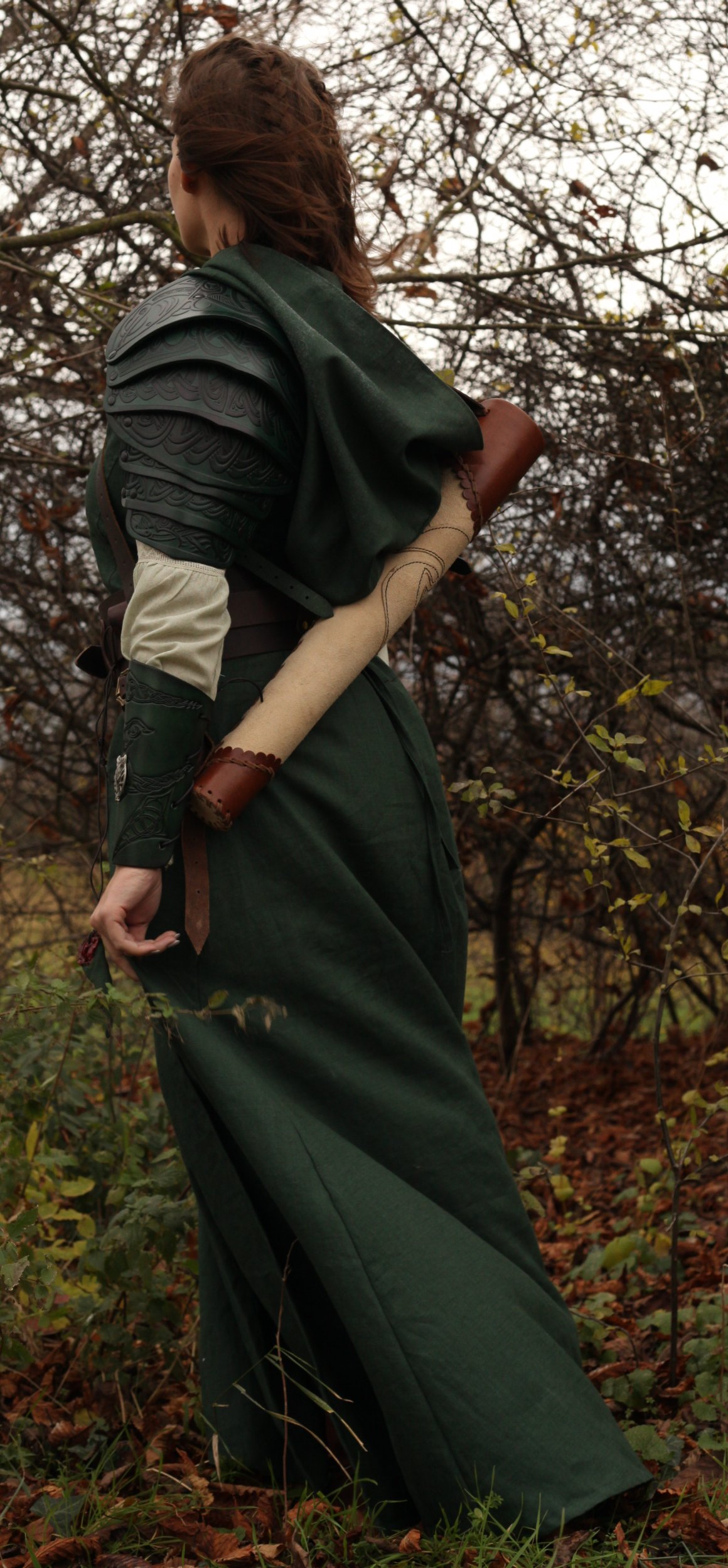 Damen Leinen-Tunika mit Kapuze