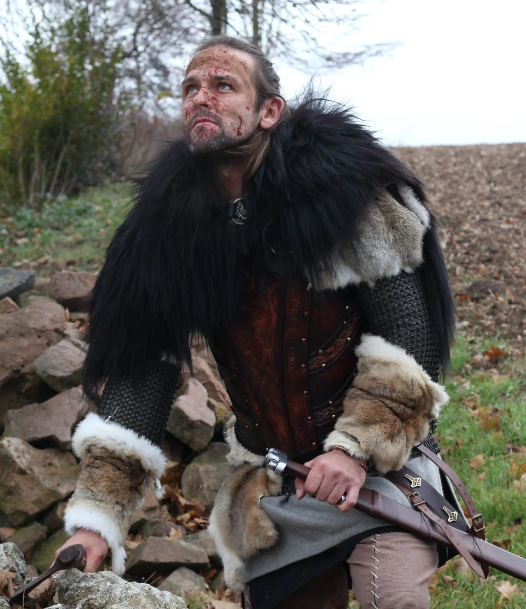 LARP Fellüberwurf schwarz/braun