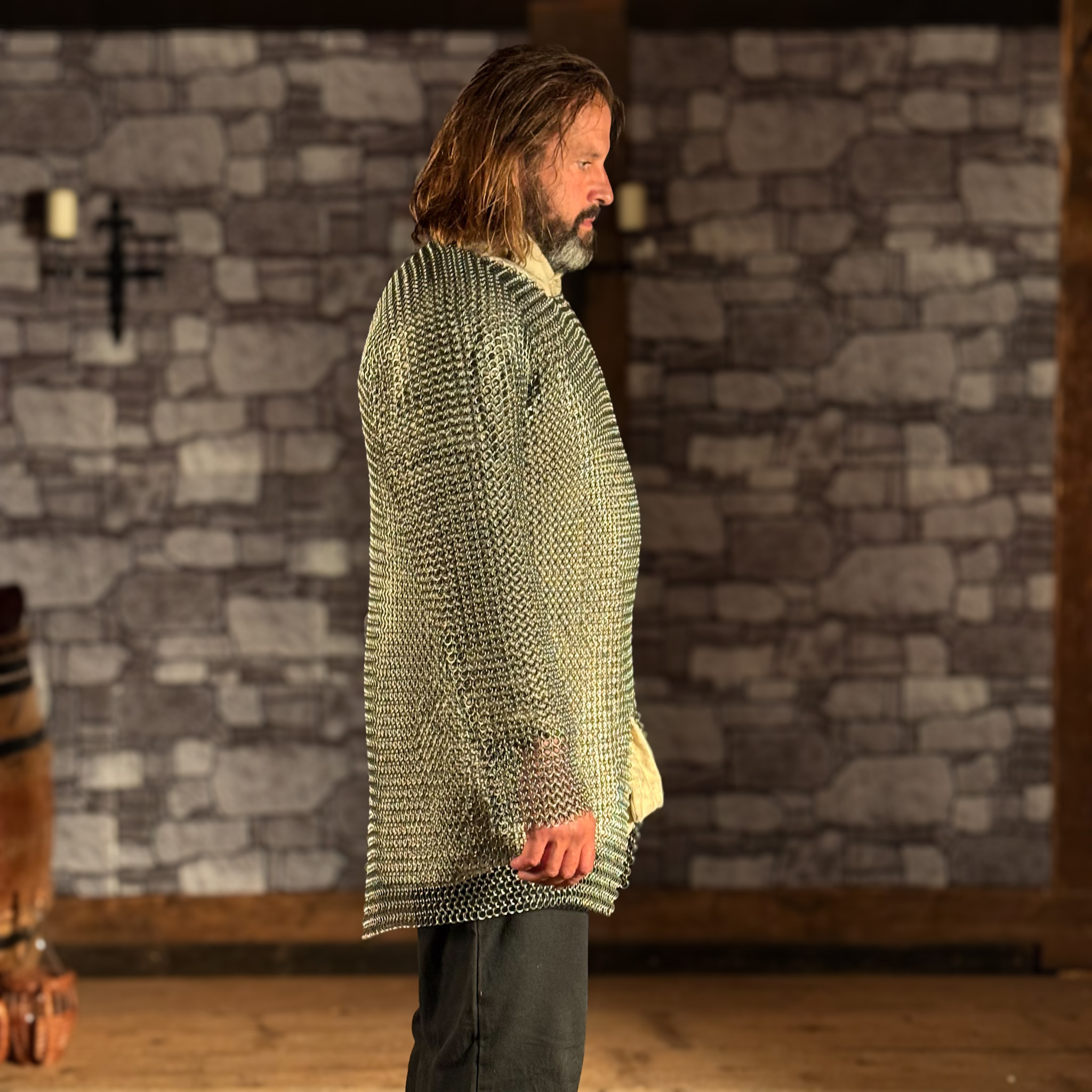 Kettenhemd Hauberk Federstahl, ID 8mm, unbehandelt