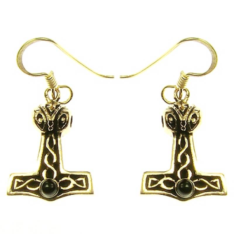 Bronze-Ohrhänger Thorshammer mit Stein