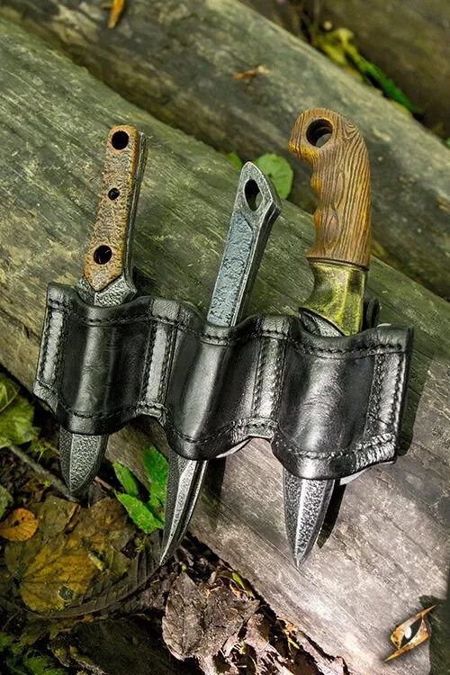 Messerset mit Halterung schwarz