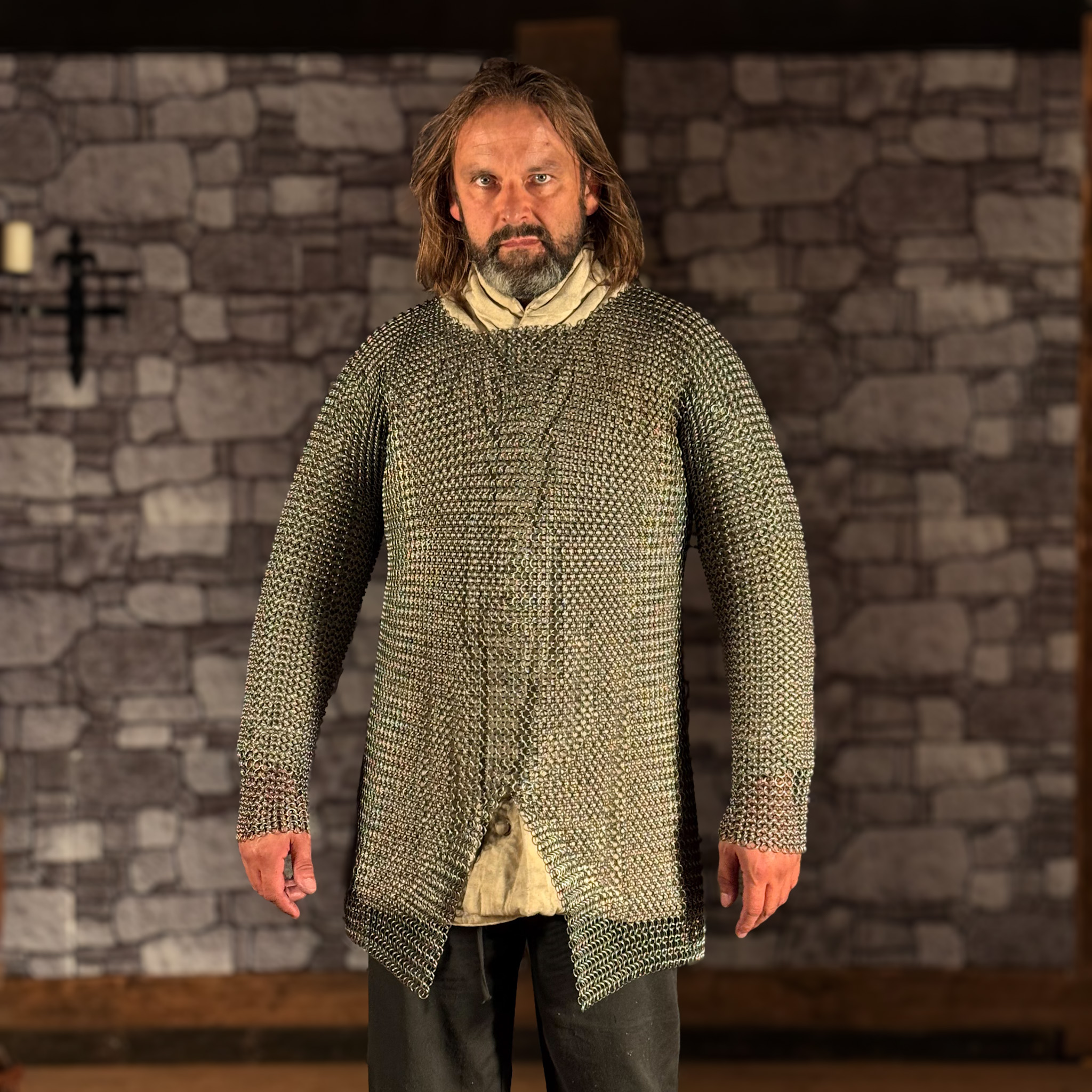 Kettenhemd Hauberk Federstahl, ID 8mm, unbehandelt