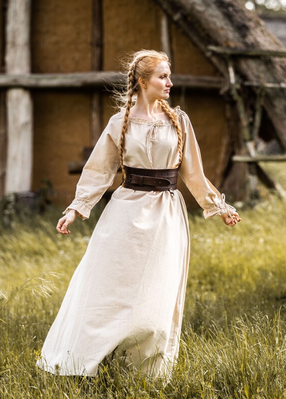 Hanffarbenes Mittelalterkleid Mechthild