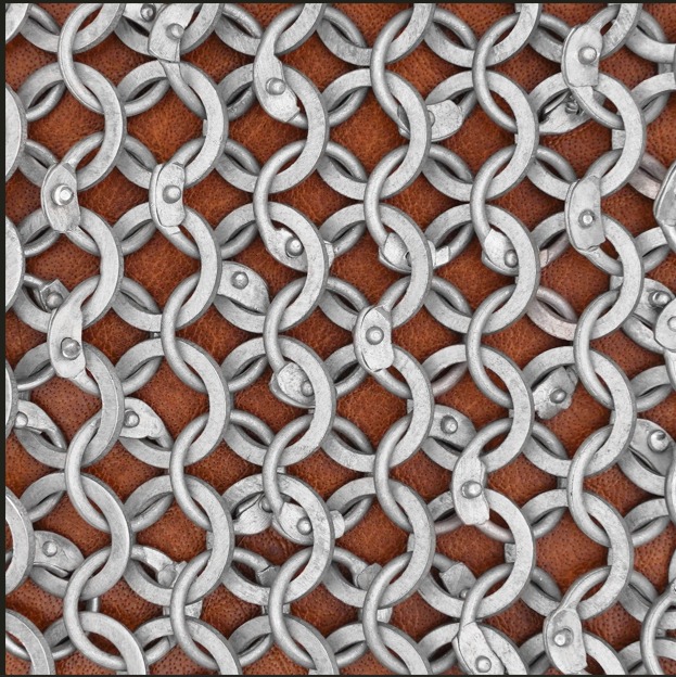 Kettenhemd Haubergeon m. Schnallen, vernietet, Alu