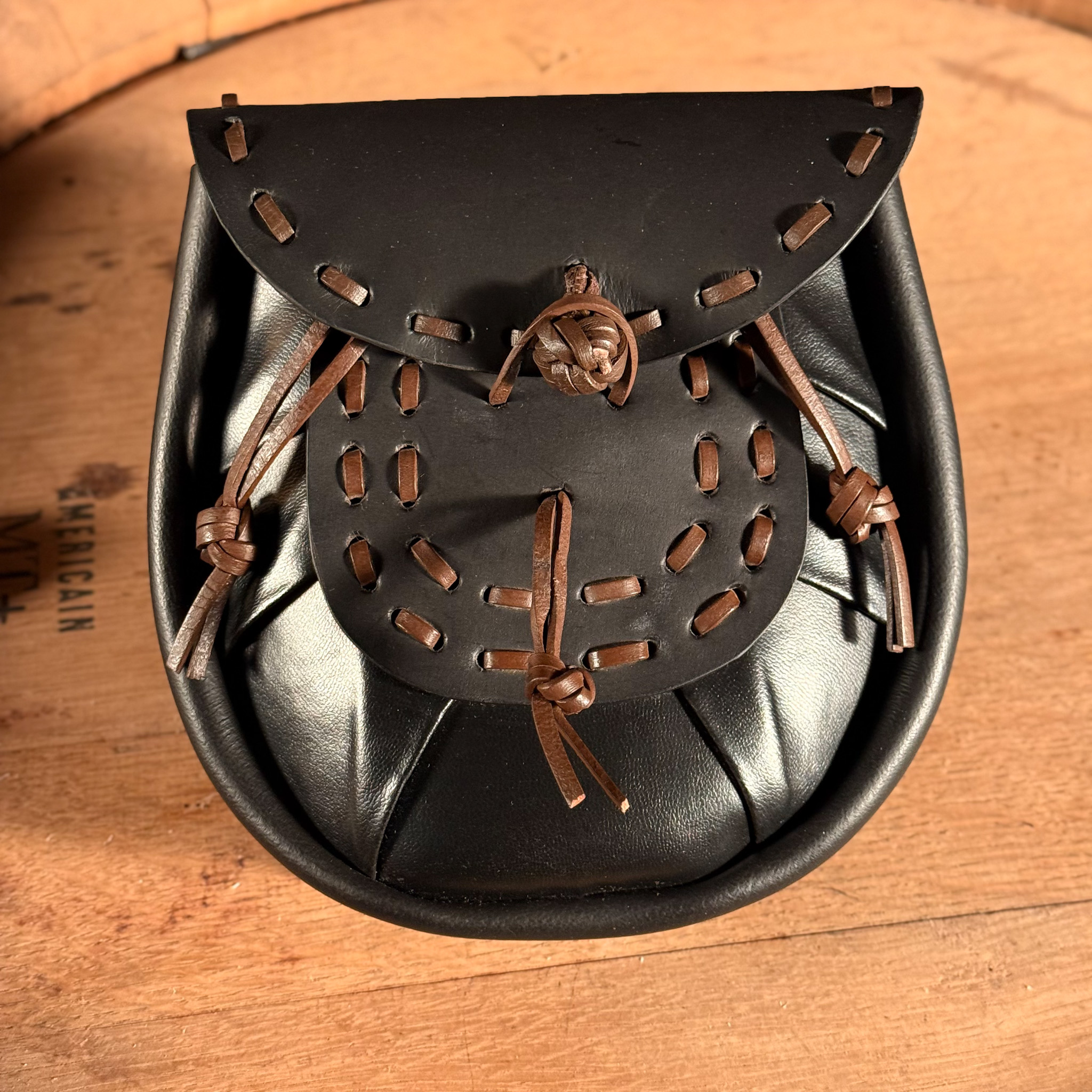 Schottischer Sporran, Ledergürteltasche, schwarz