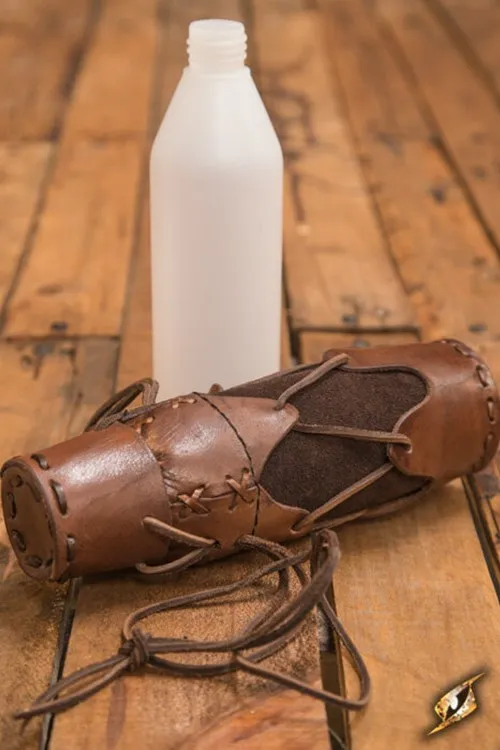 Flaschenhalter aus Leder, braun