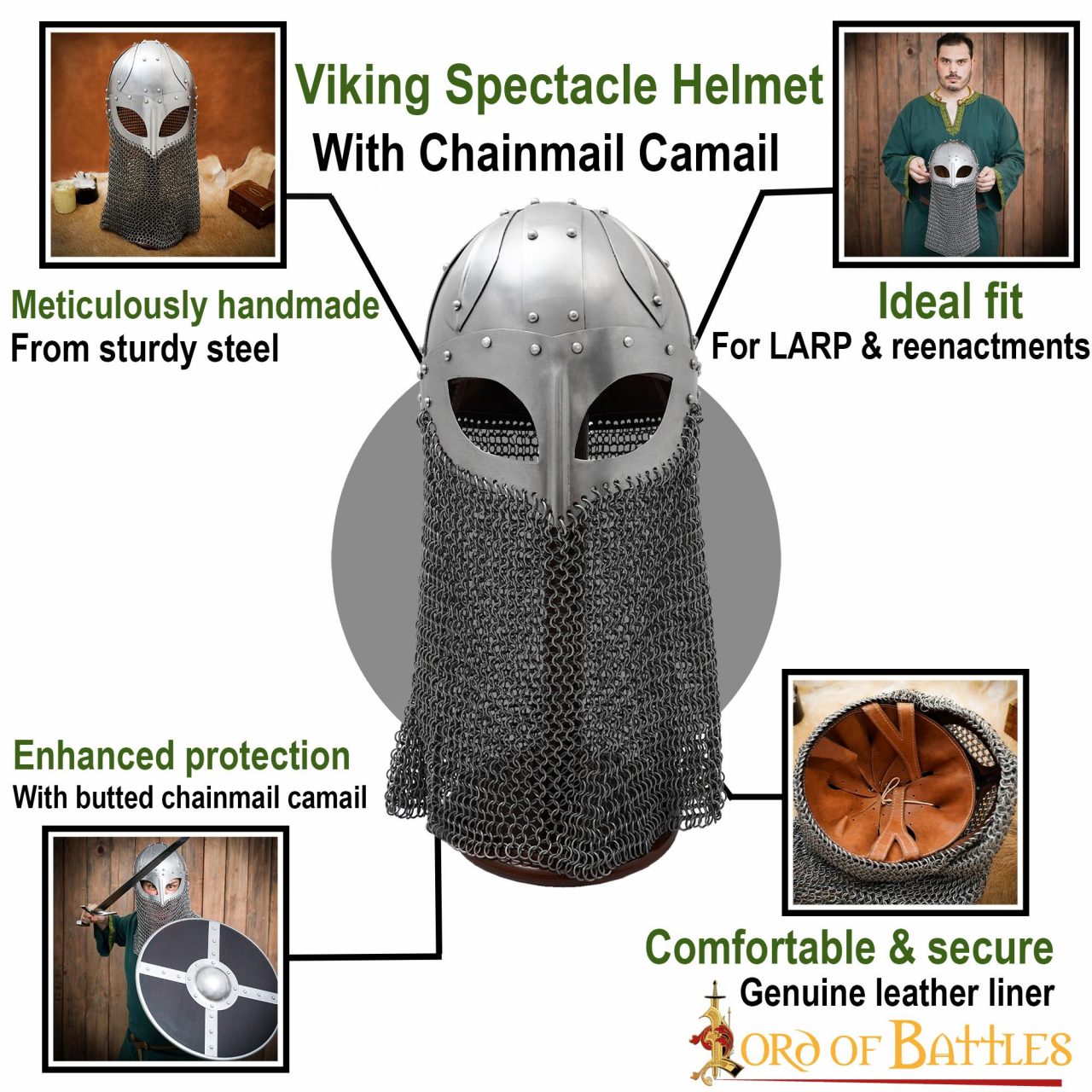 Wikinger Brillenhelm mit Kettenbrünne
