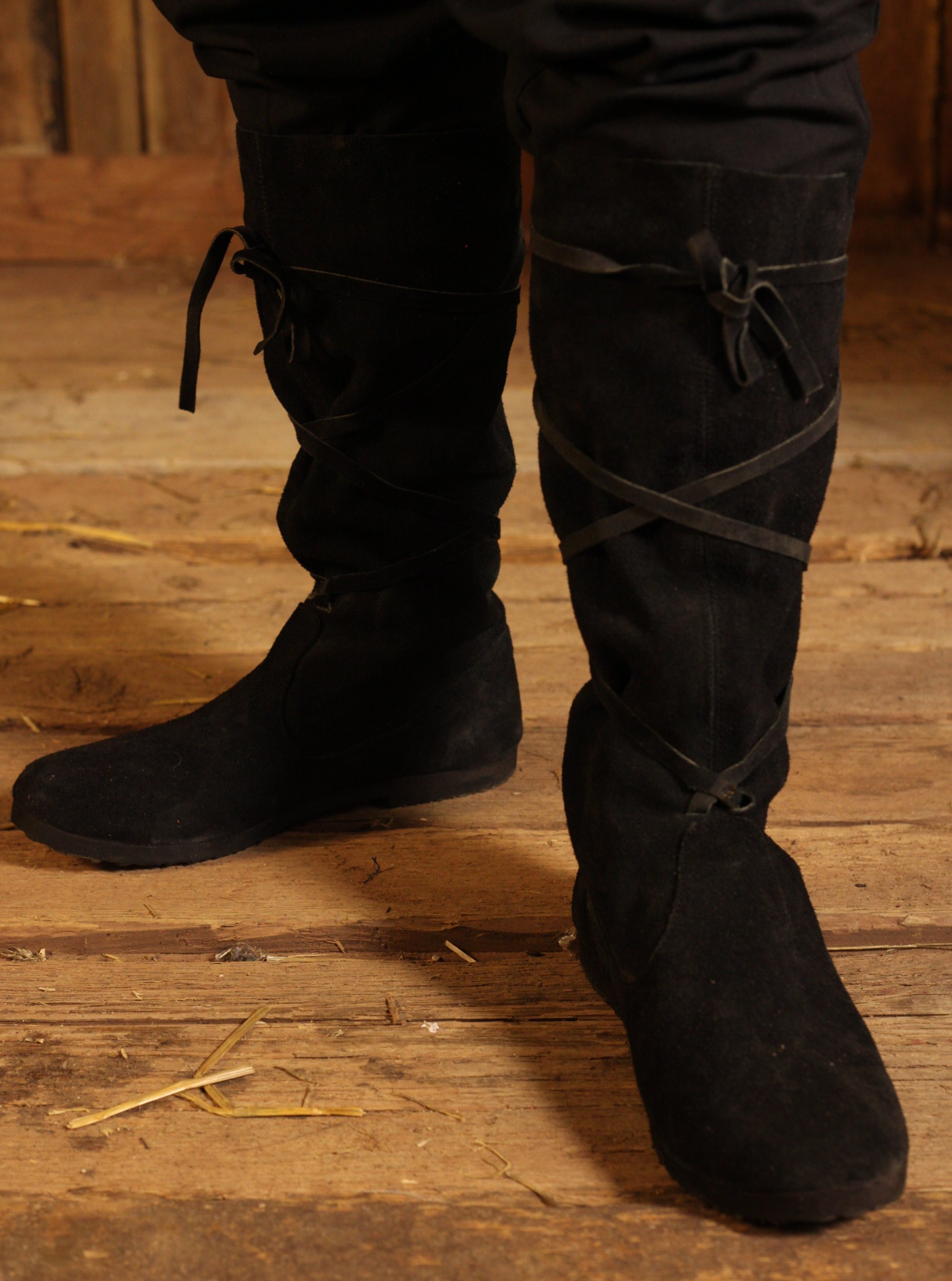 Mittelalterstiefel aus Wildleder Schwarz