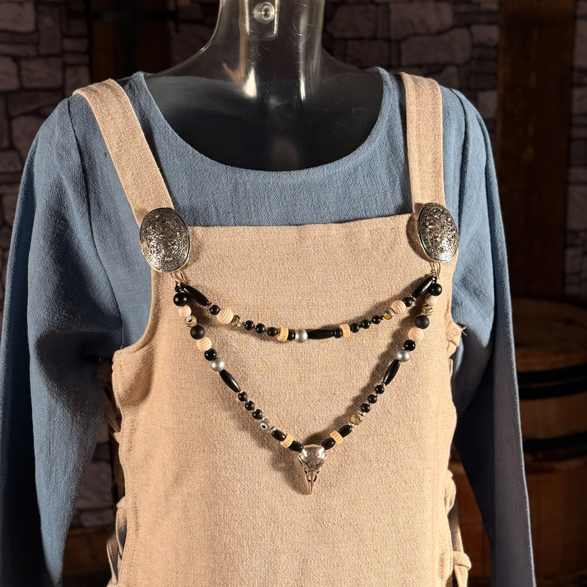 Mittelalterliche Leinenkleid Astrid hellblau